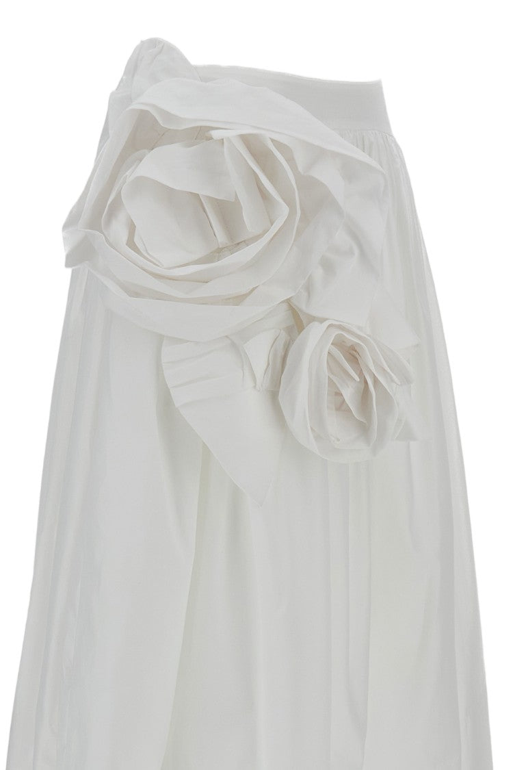 Simone Rocha White Pressed Rosette 3D Floral Midi Skirt