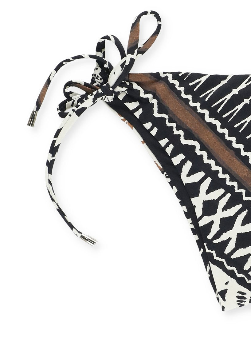 Miss Bikini Geometric Pattern Triangle Bikini With Fringes And Beads