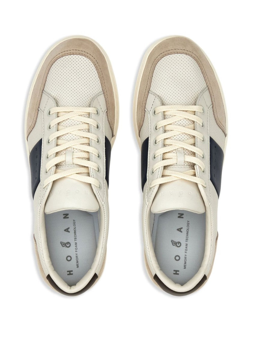 Hogan White Sneakers With Perforated And Smooth Textures