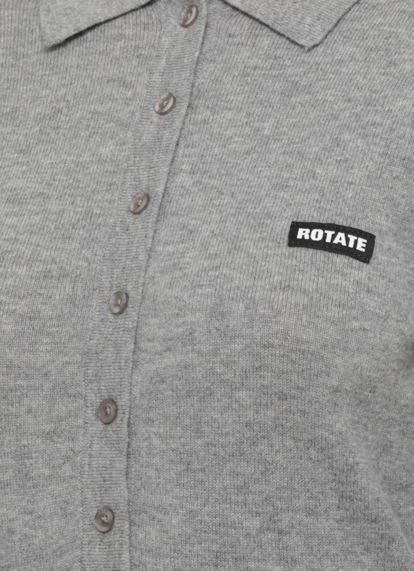 Rotate Gray Structured Long-Sleeved Polo With Padded Shoulders