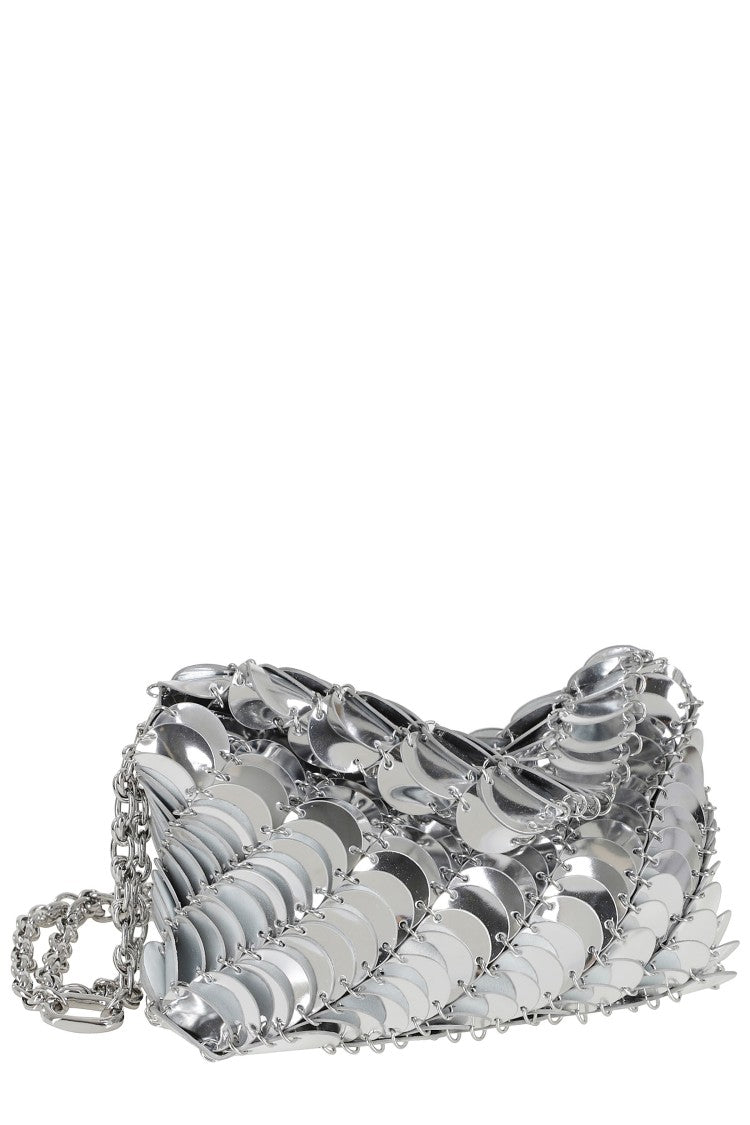 Rabanne Silver Paco Night Chain Strap Leather Shoulder Bag