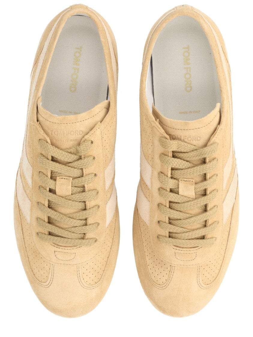 Tom Ford Brook Calf Leather Cotton Panel Sneakers