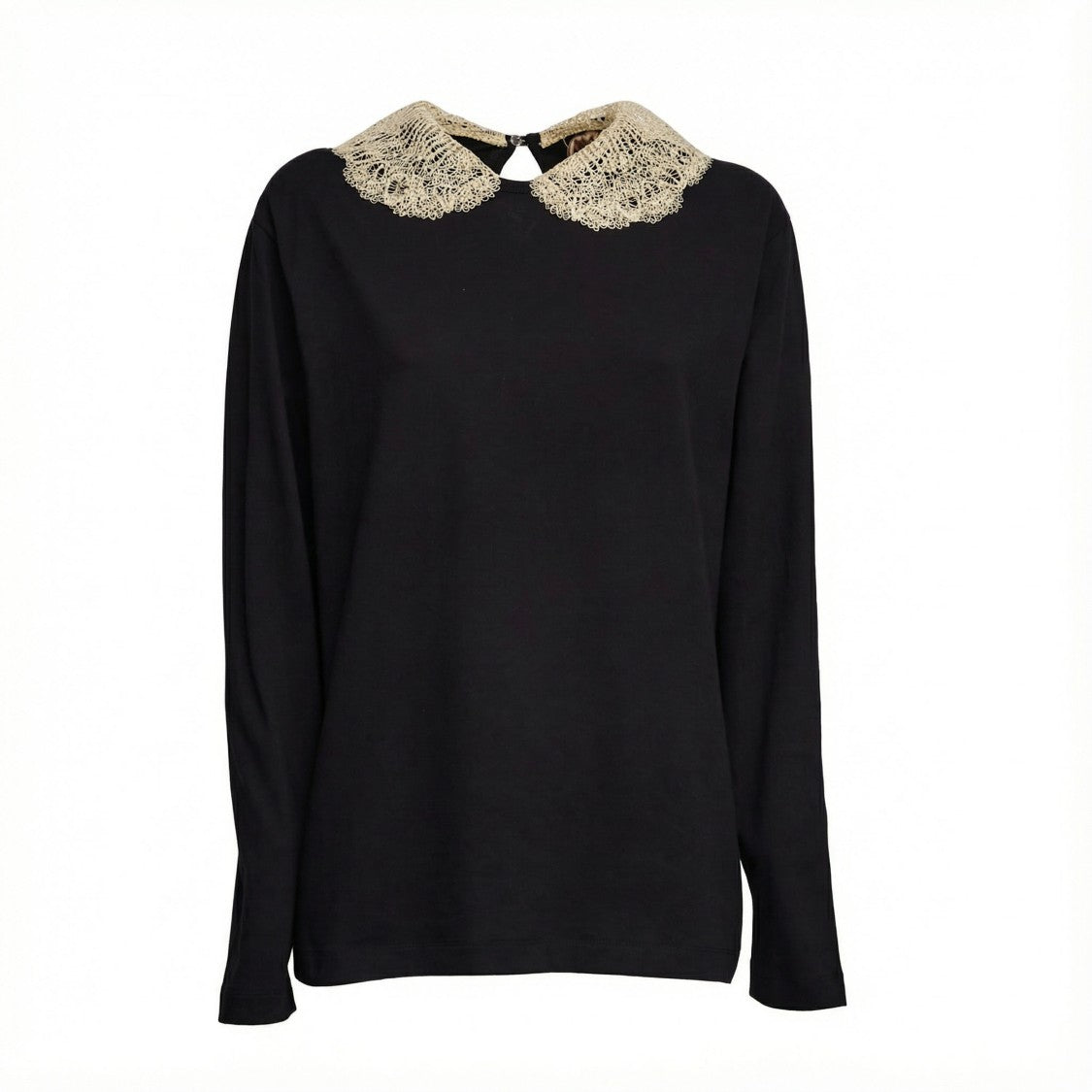 N°21 Detachable Lace Collar Over T-Shirt