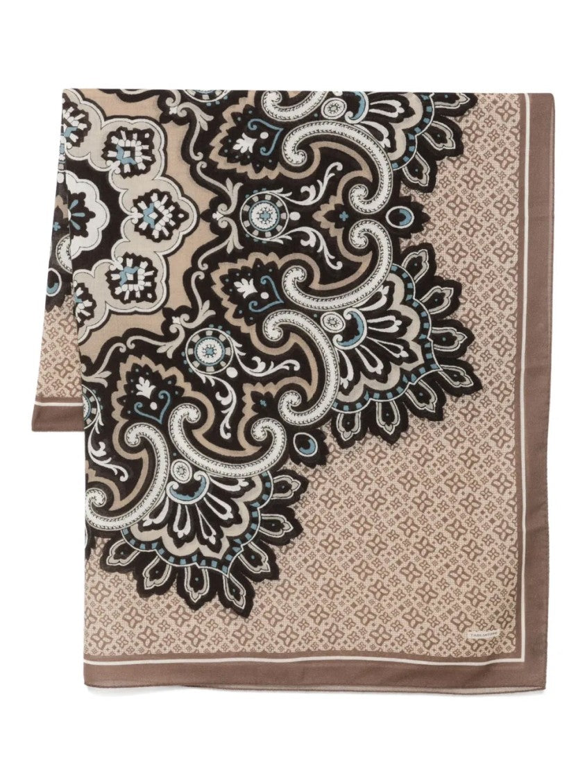 Tagliatore Intricate Paisley Pattern Wool Scarf