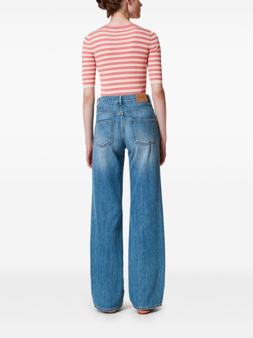 Twin-Set High-Waisted Wide-Leg Jeans With Vintage Appeal