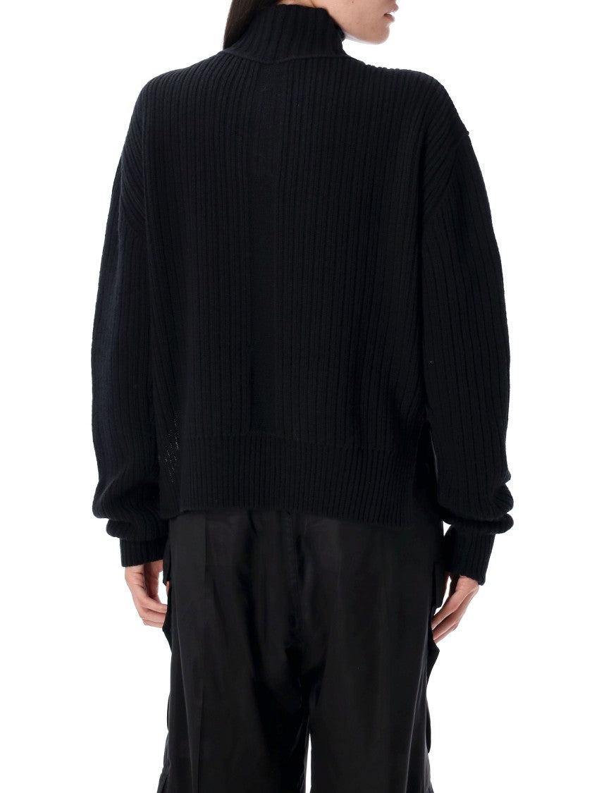 Rick Owens Fisherman Boxy Ribbed Turtleneck Sweater