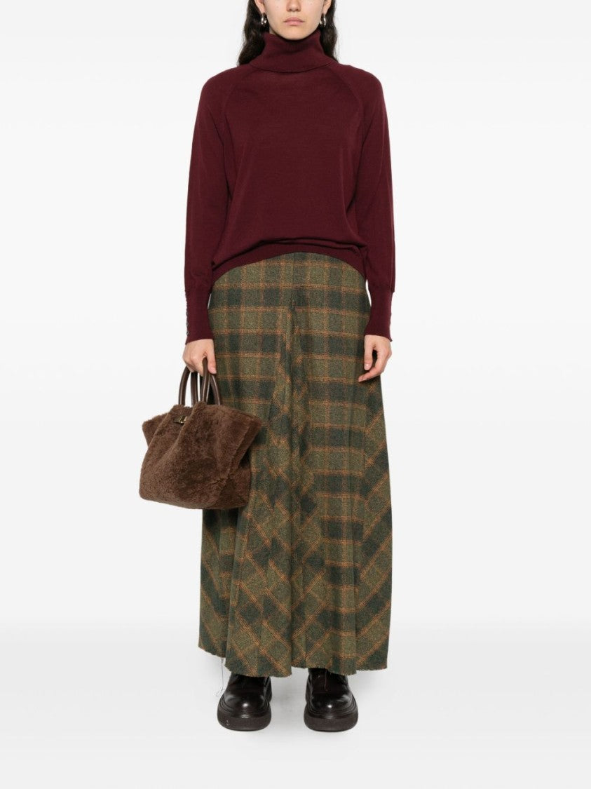 Alpha Studio Bordeaux Merino Wool Sweater With High Turtleneck