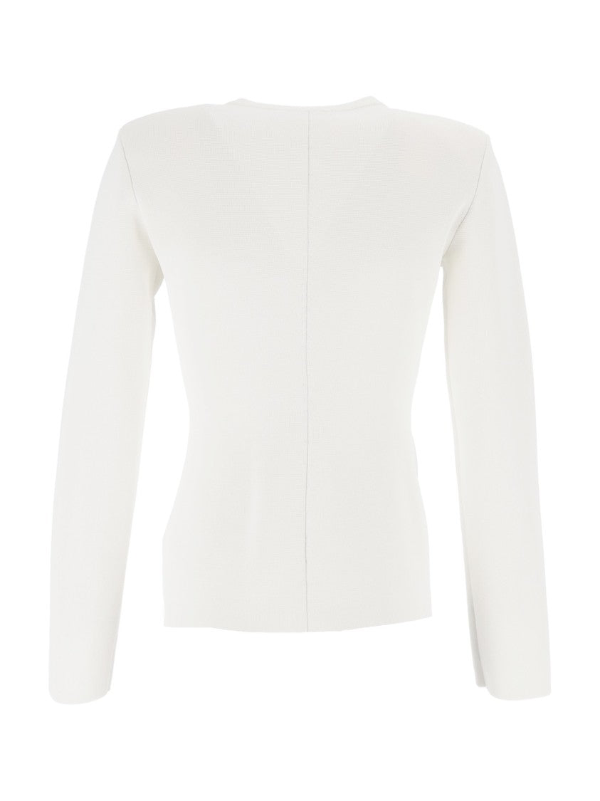 Elisabetta Franchi White Gold Hardware Structured Jacket