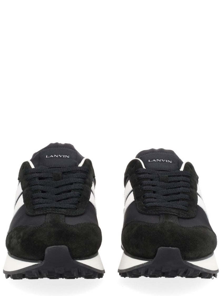 Lanvin Black Leather Bumpr Geometric Sneakers
