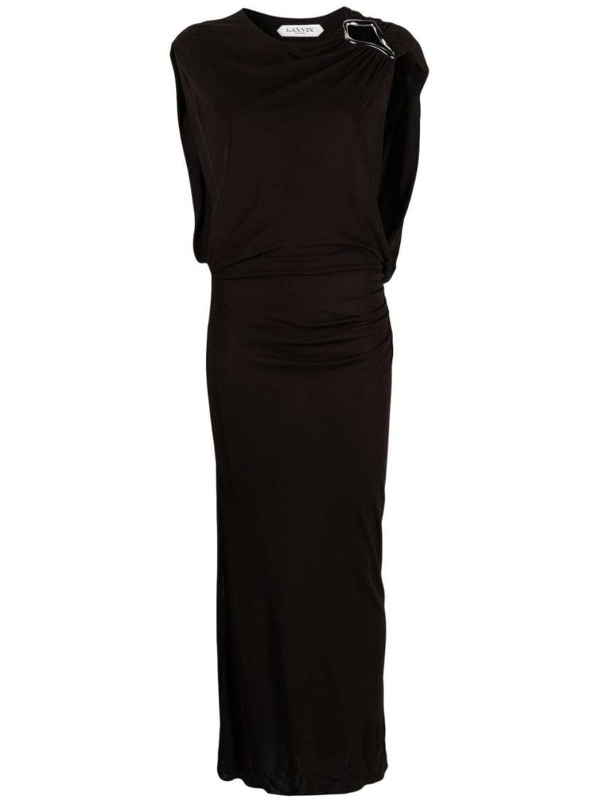 Lanvin Coffee Brown Jersey Maxi Dress
