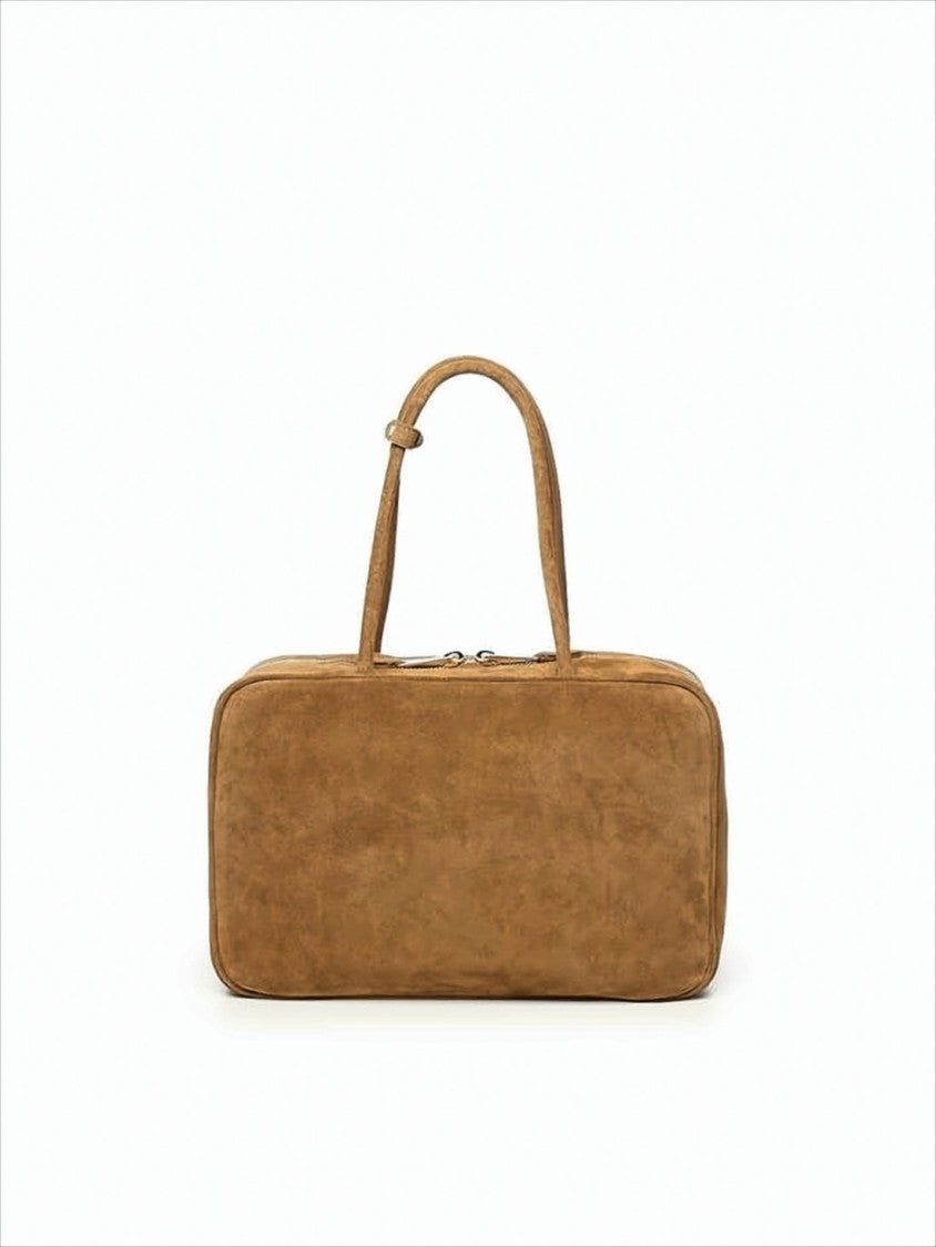 Miu Miu Rectangular Brown Suede Calf Leather Tote