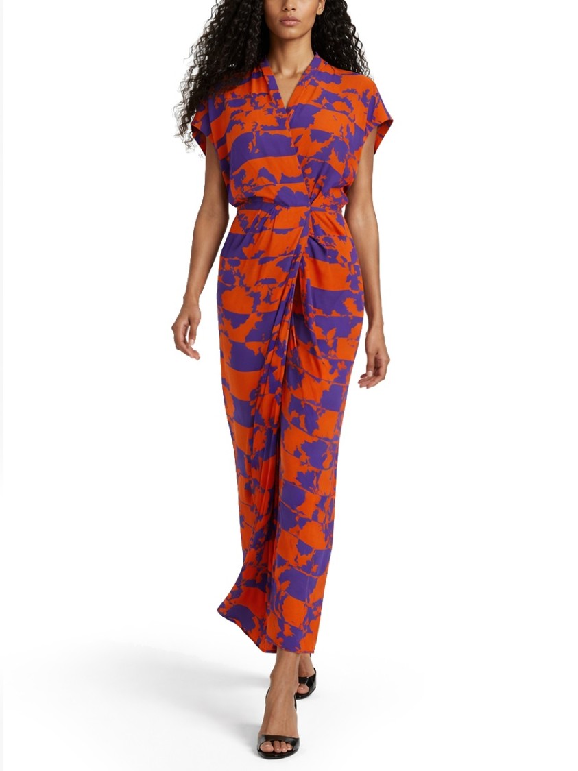 Dries Van Noten Vibrant Orange Dilian Floral Midi Dress