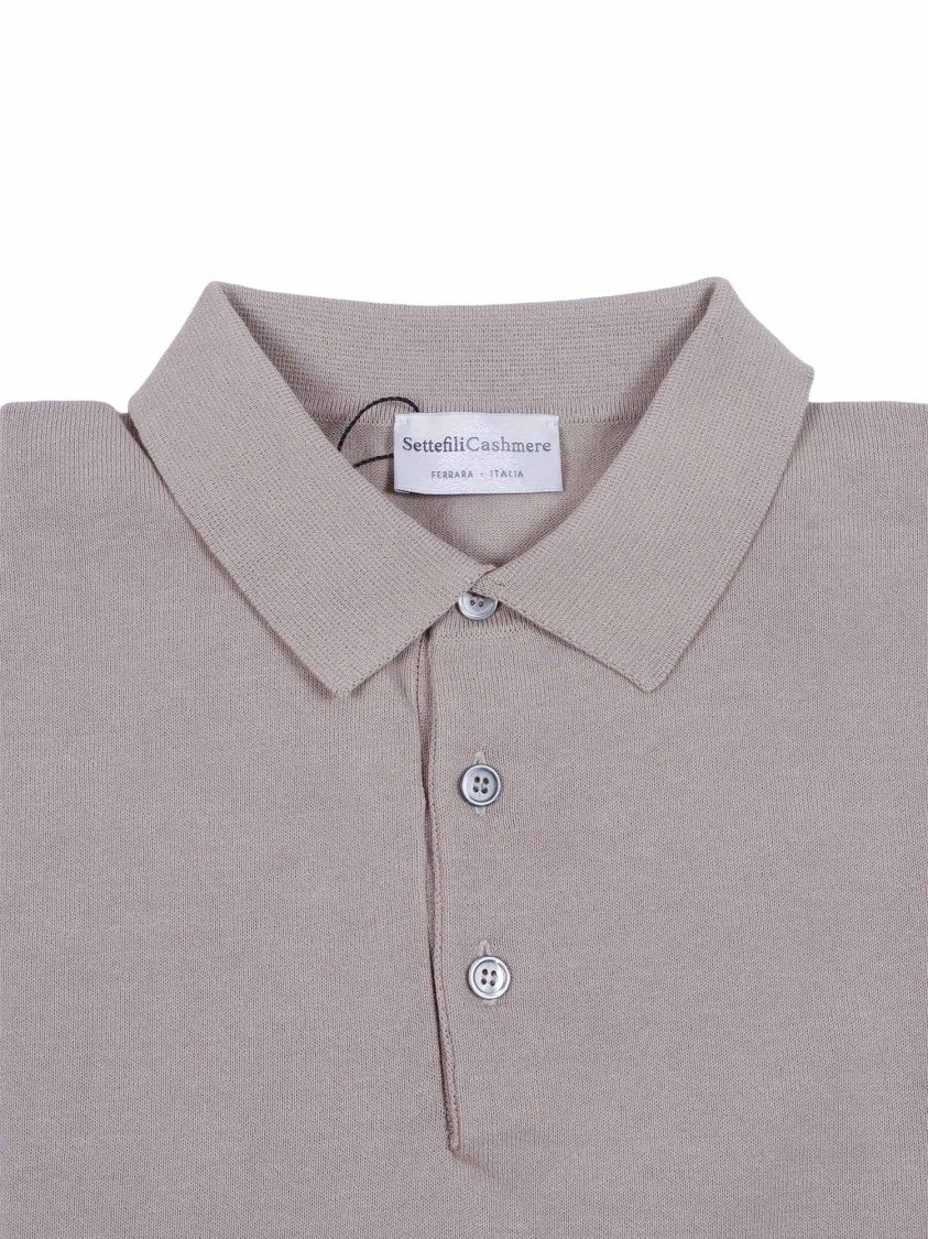 Sette Fili Cashmere Short Sleeve Tubular Hem Polo Shirt