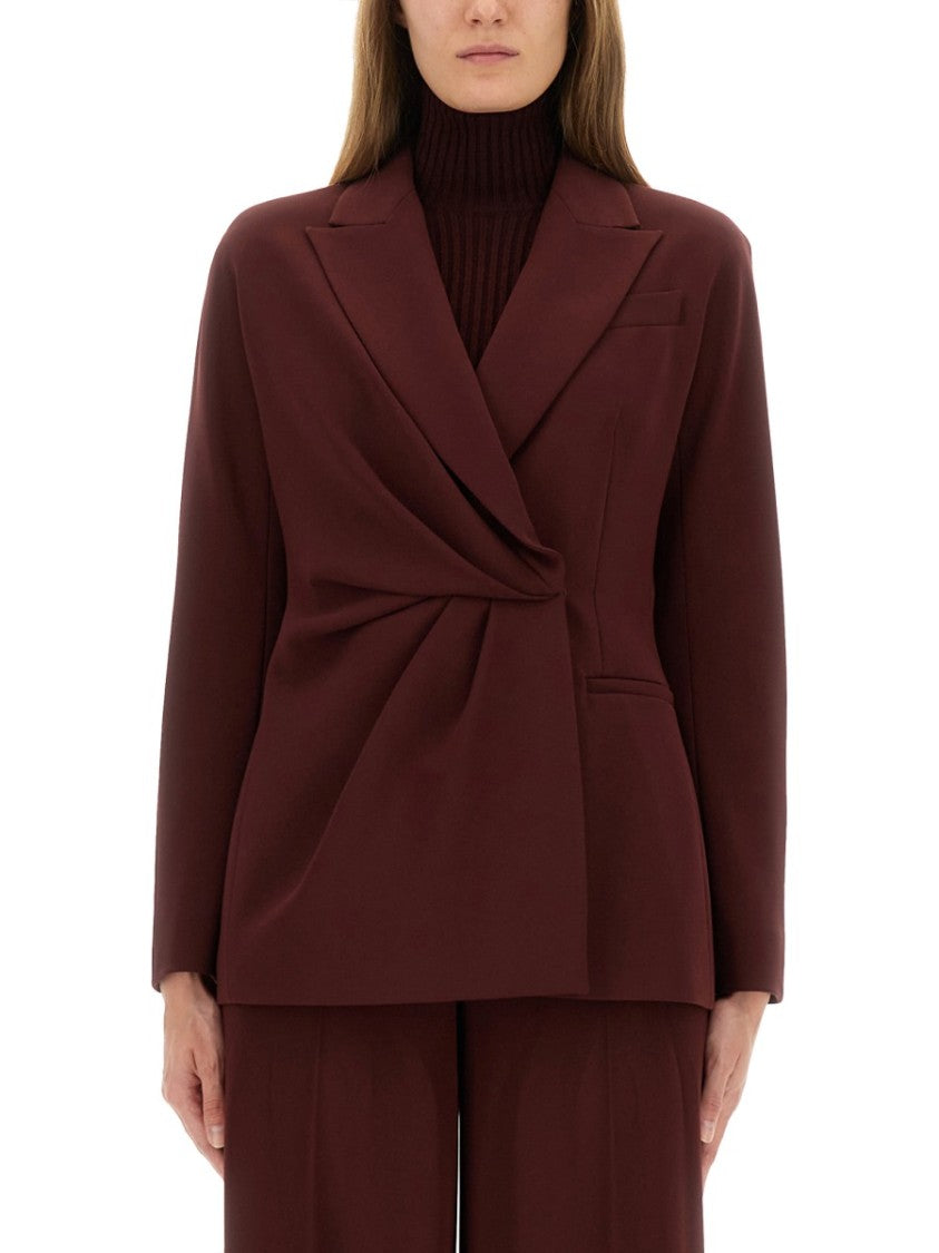 Max Mara Tailored Burgundy Jacket With Twisted Drape Detail