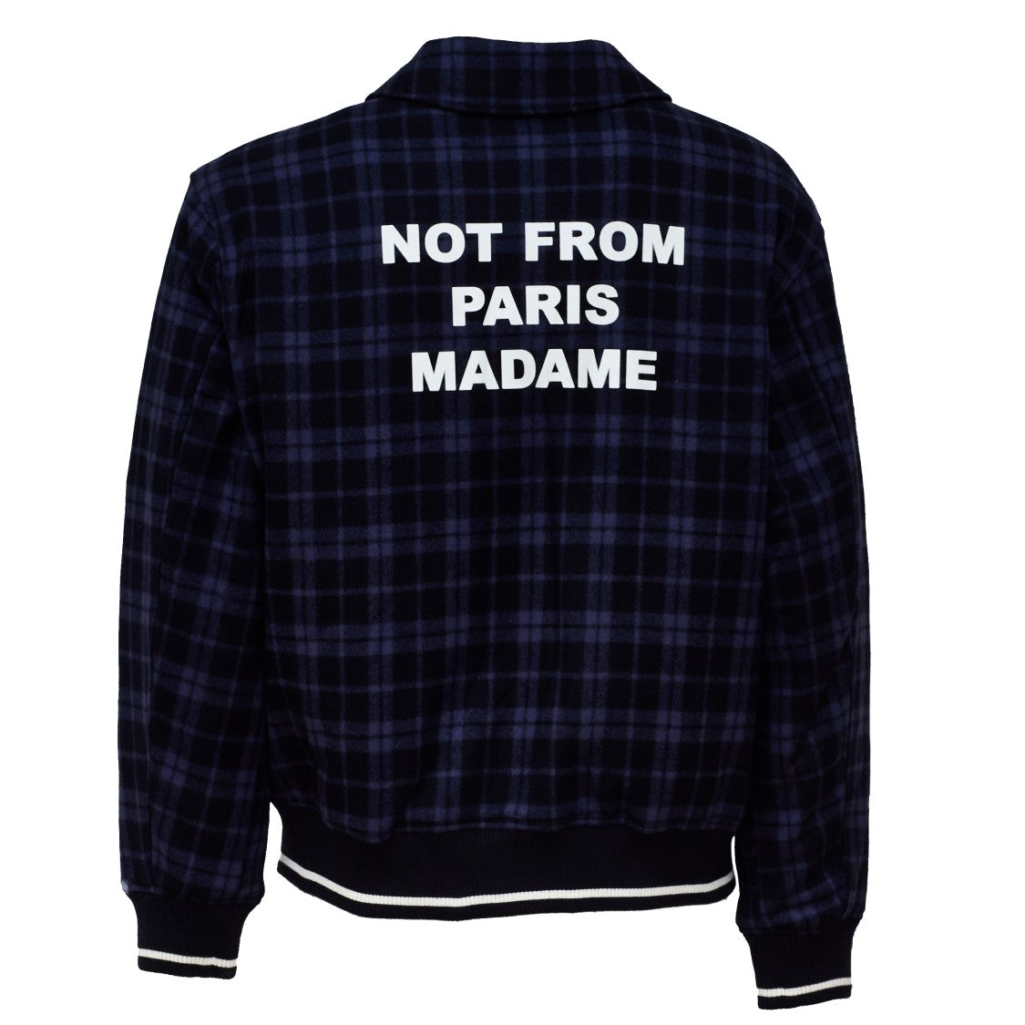 Drôle De Monsieur Check Flannel Jacket With Bold Slogan Print