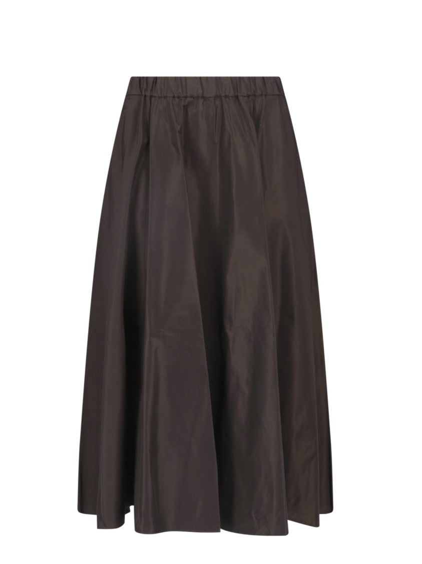 Aspesi Brown Fabric Elasticated Midi Skirt