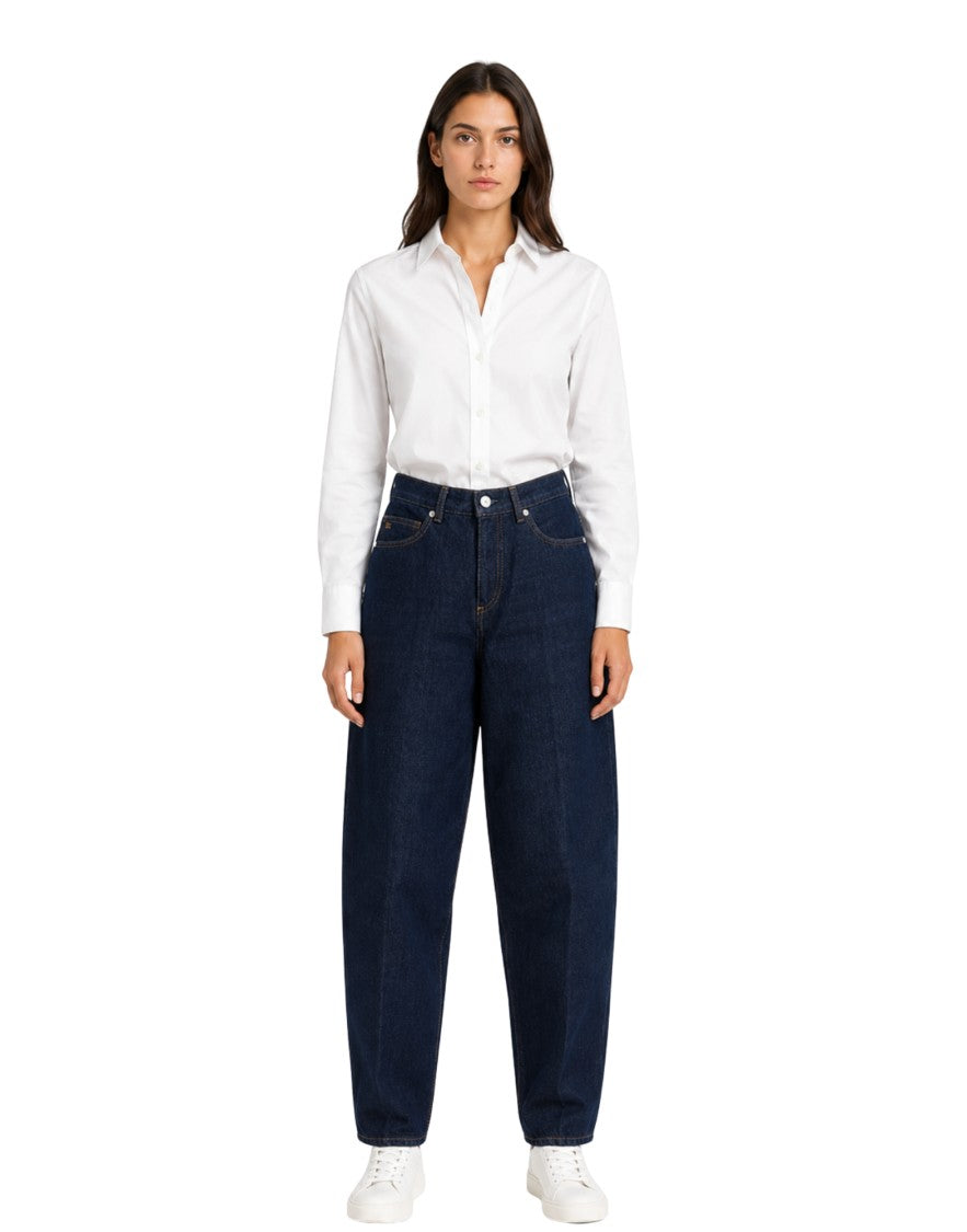 Nine In The Morning Dark Blue High-Waist Slim-Fit Denim Jeans