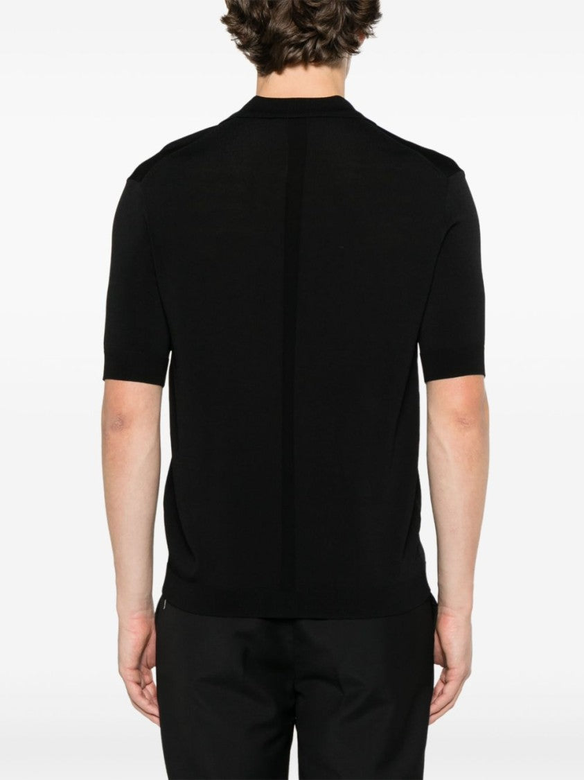 Low Brand Black Polo Shirt With Four-Button Placket