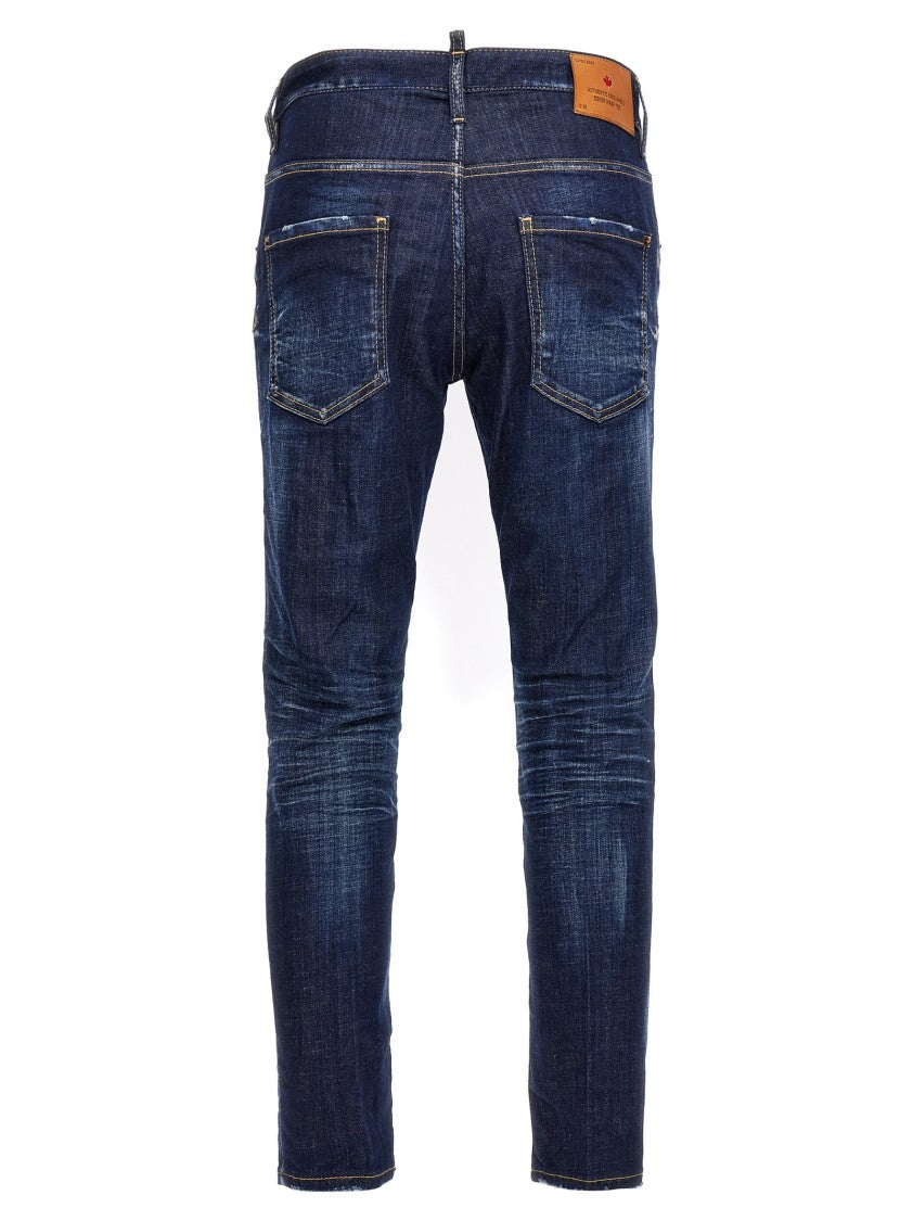 Dsquared2 Used-Effect Cotton Denim Skater Jeans