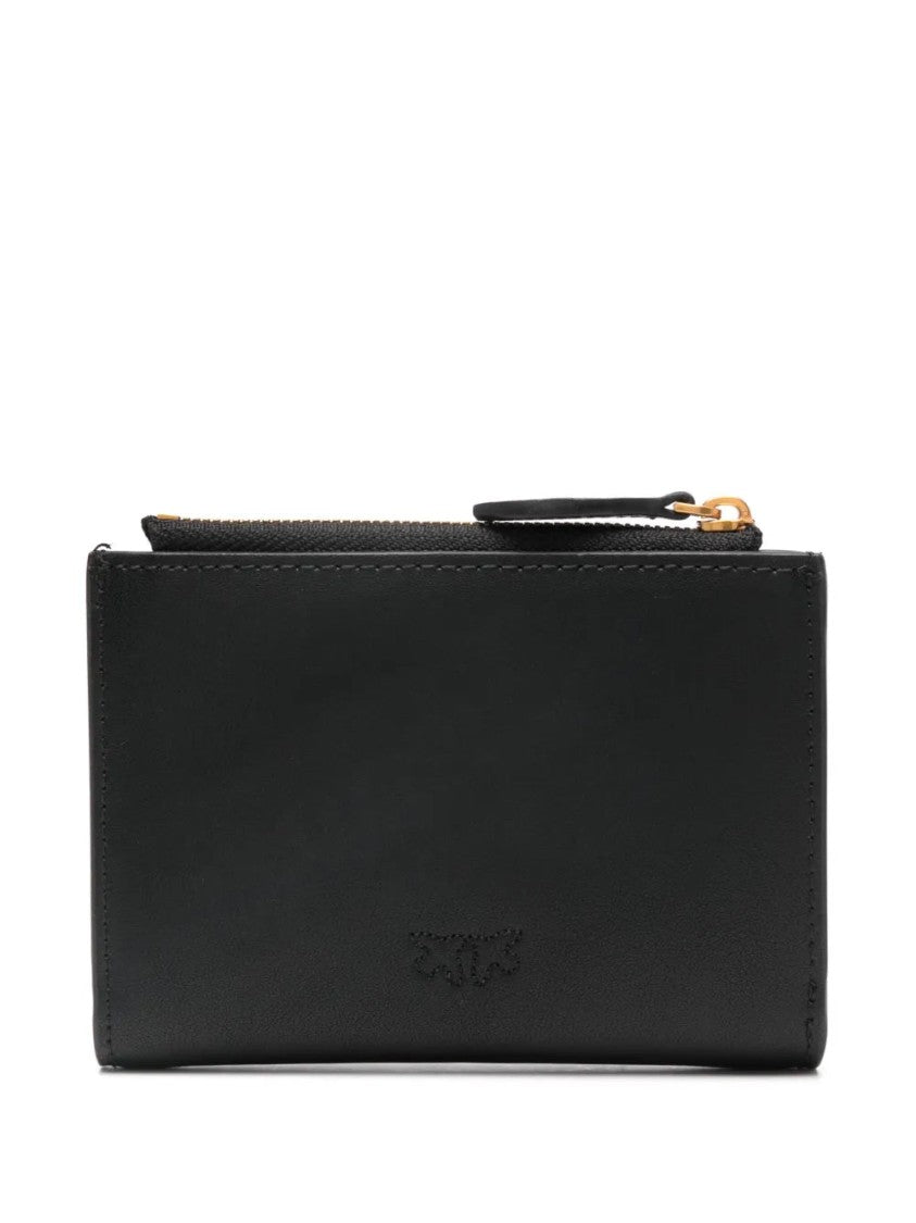 Pinko Compact Black Cow Leather Wallet