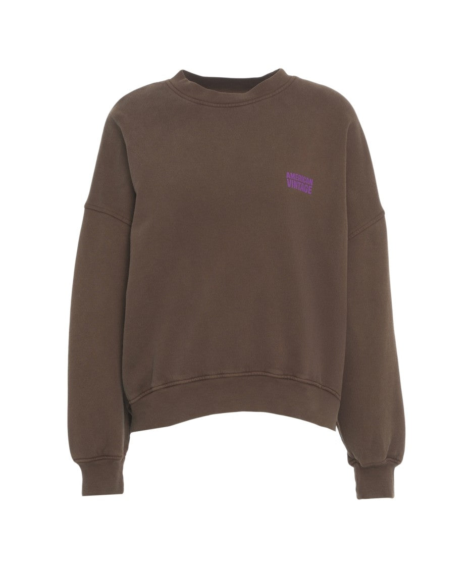 American Vintage Embroidered Logo Sweatshirt With Dropped Shoulders