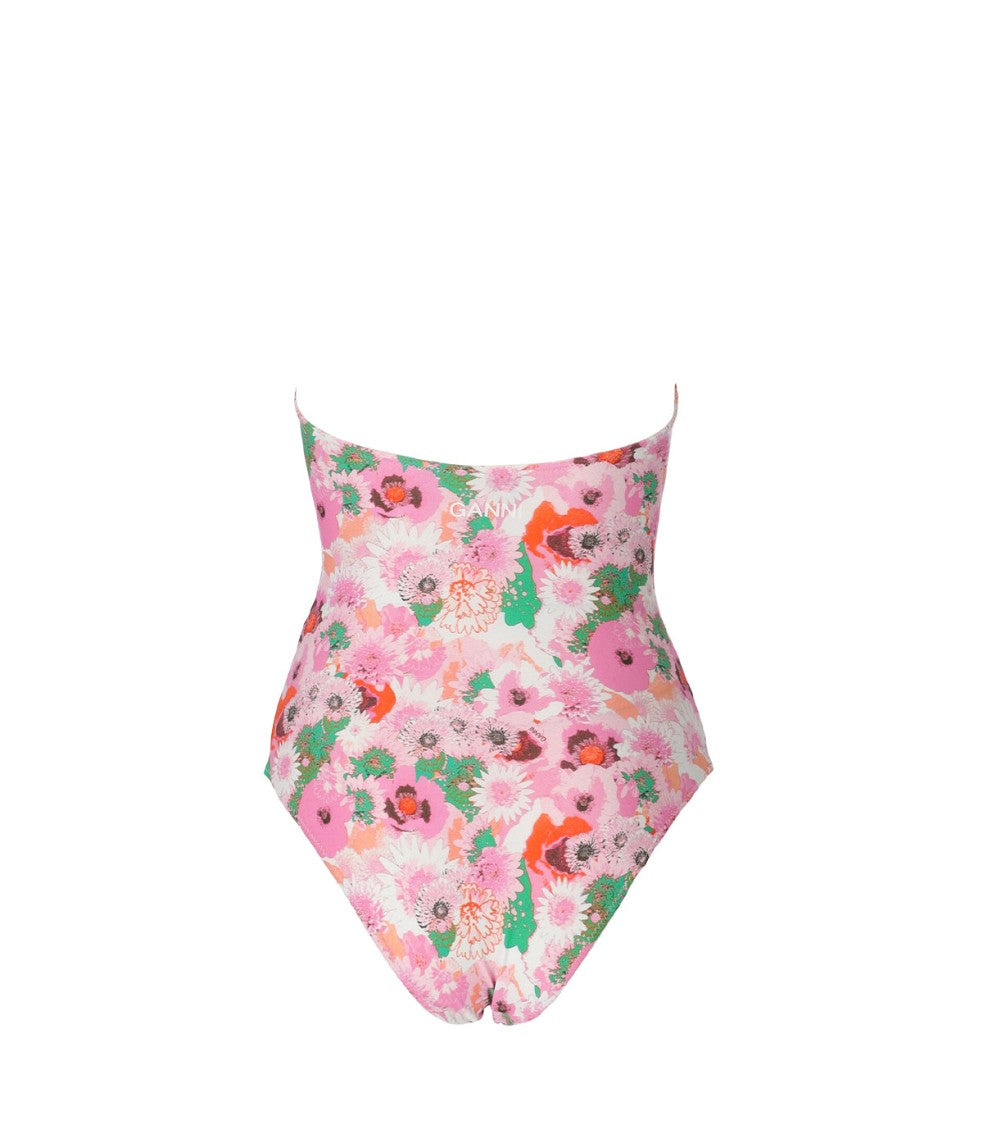 Ganni Pink Floral Swimsuit