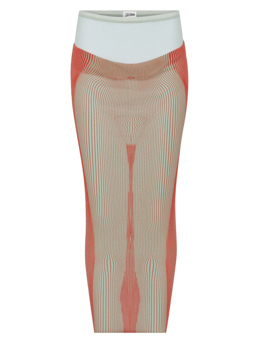 Jean Paul Gaultier Sheer Red Maxi Skirt