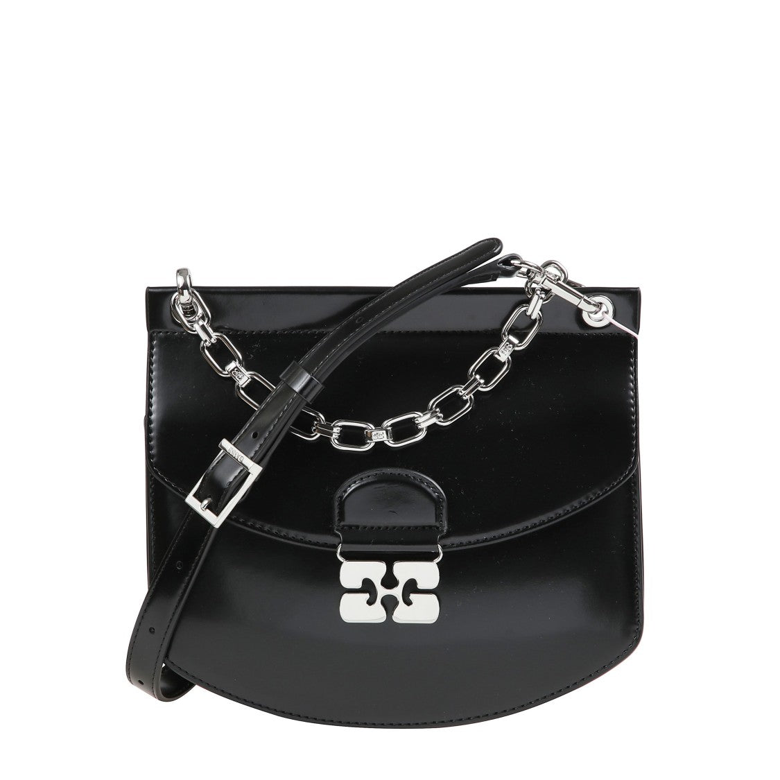 Ganni Compact Neutral Shoulder Bag With Box Shape