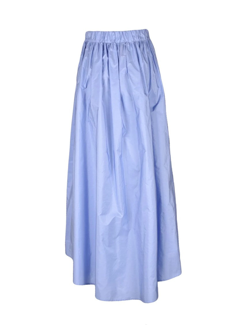 Cogo Light Blue Fluid Taffeta Flared Maxi Skirt