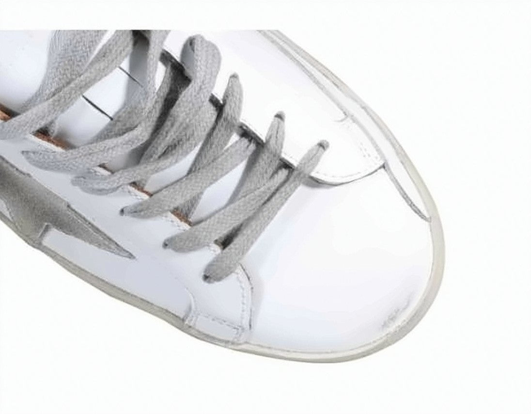 Golden Goose White Leather And Suede Sneakers With Vintage Aesthetic