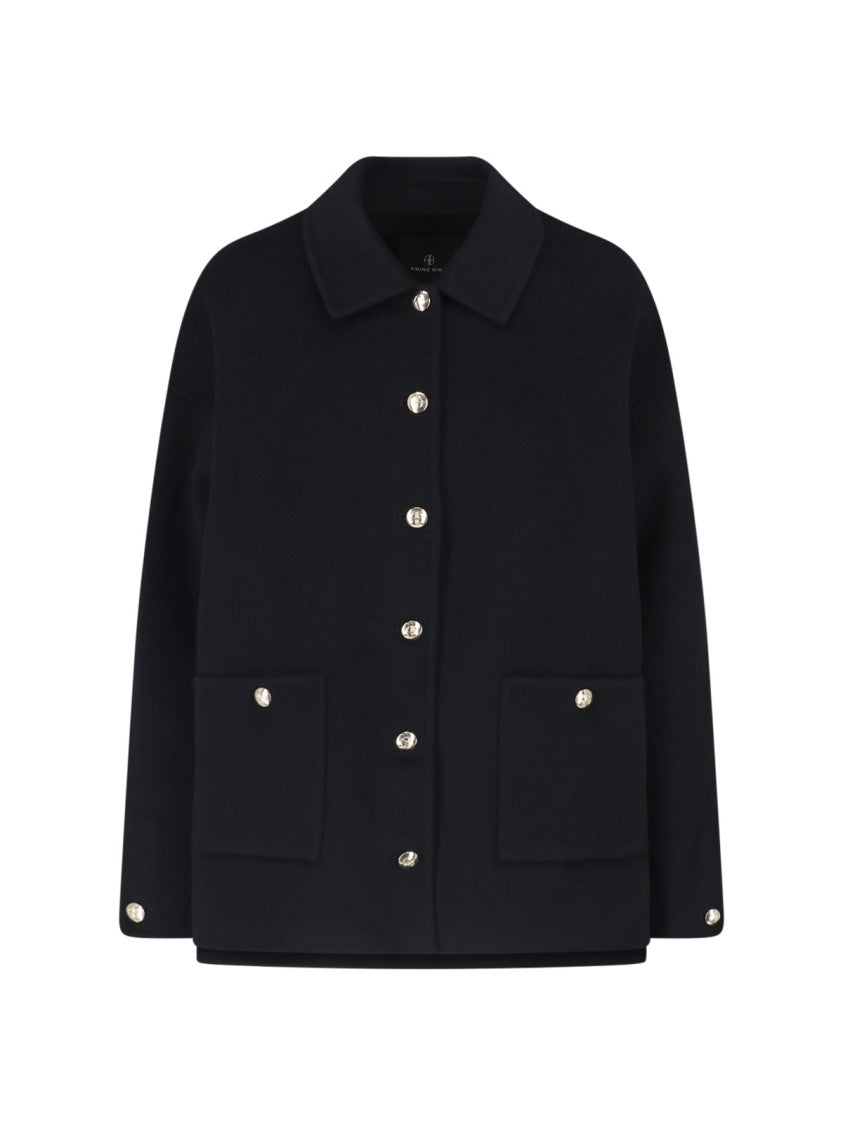 Anine Bing Boxy-Structured Jacket With Classic Collar