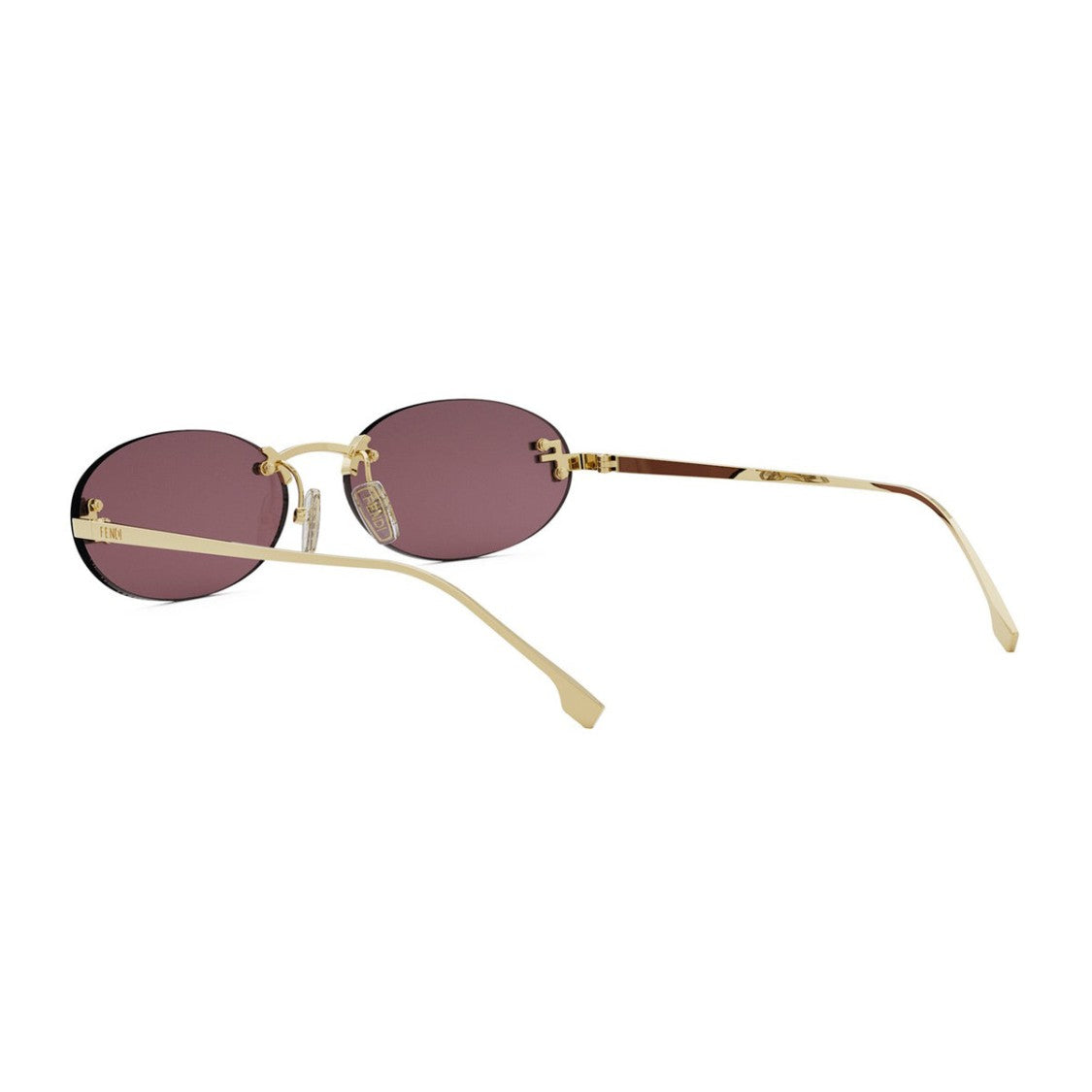 Fendi Gold First Crystal Fe4075us Oval Rimless Metal Sunglasses
