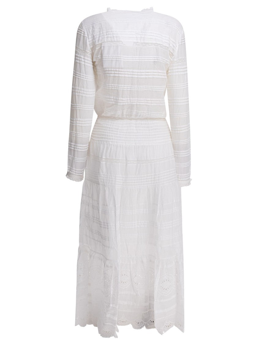 Isabel Marant Étoile Tiered White Dress With Lace Detailing