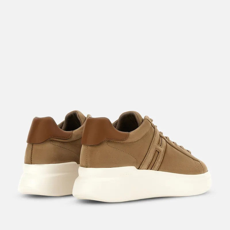 Hogan Tan Suede Cut-Out Low-Top Sneakers