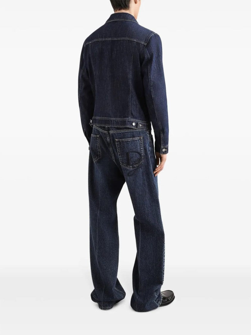 Dolce & Gabbana Oversized Wide-Leg Faded Blue Denim Jeans