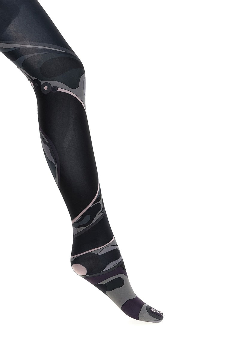 Emilio Pucci Abstract Swirling Patterned Tights With Elastic Waistband