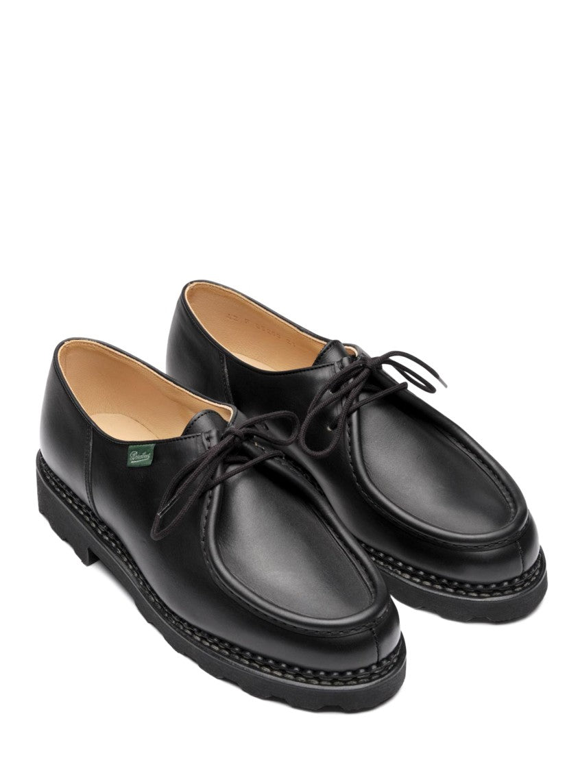 Paraboot Moc Toe Black Calf Leather Flat Shoes