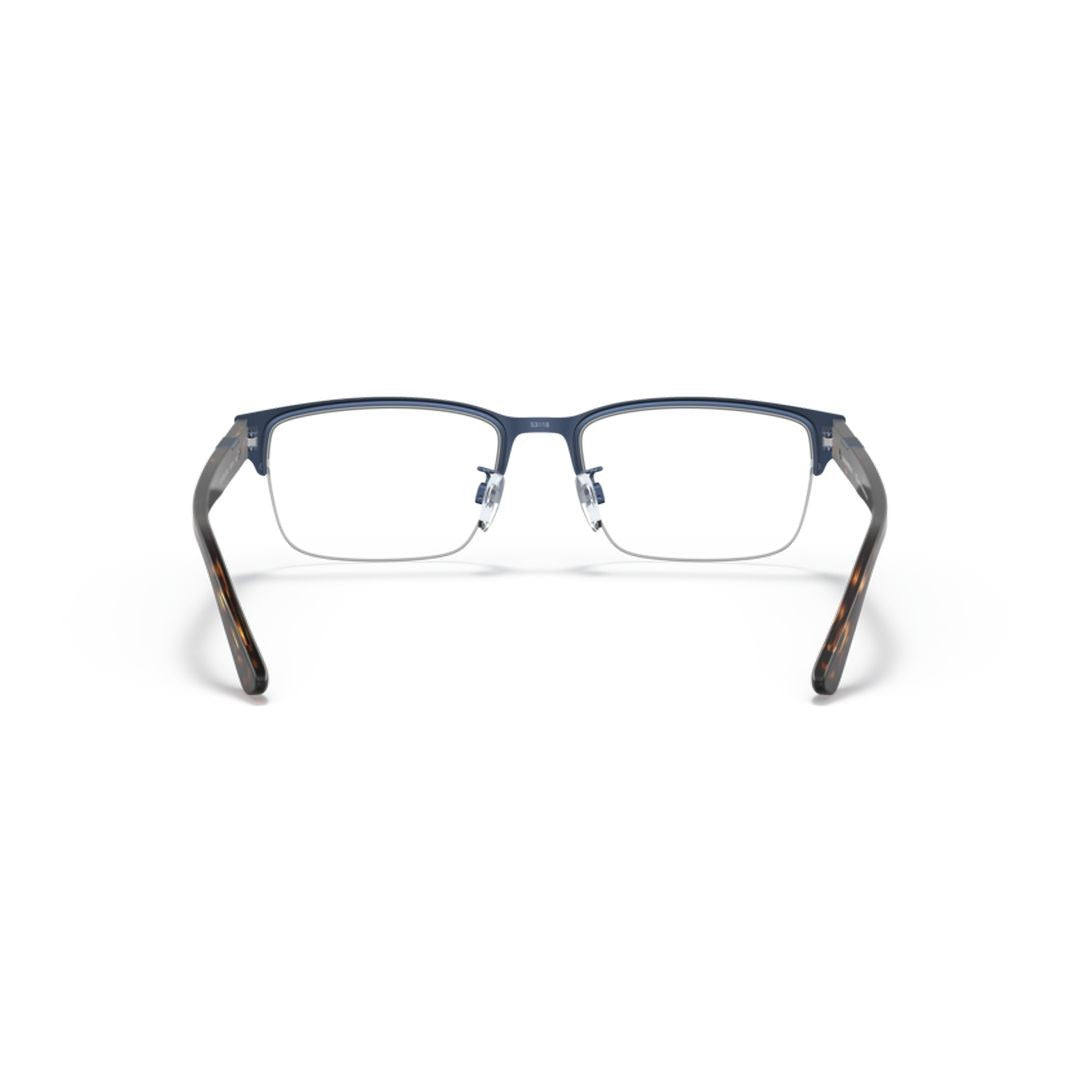 Emporio Armani 1129 Vista Rectangular Matte Metal Frame Eyeglasses With Tortoiseshell Temples