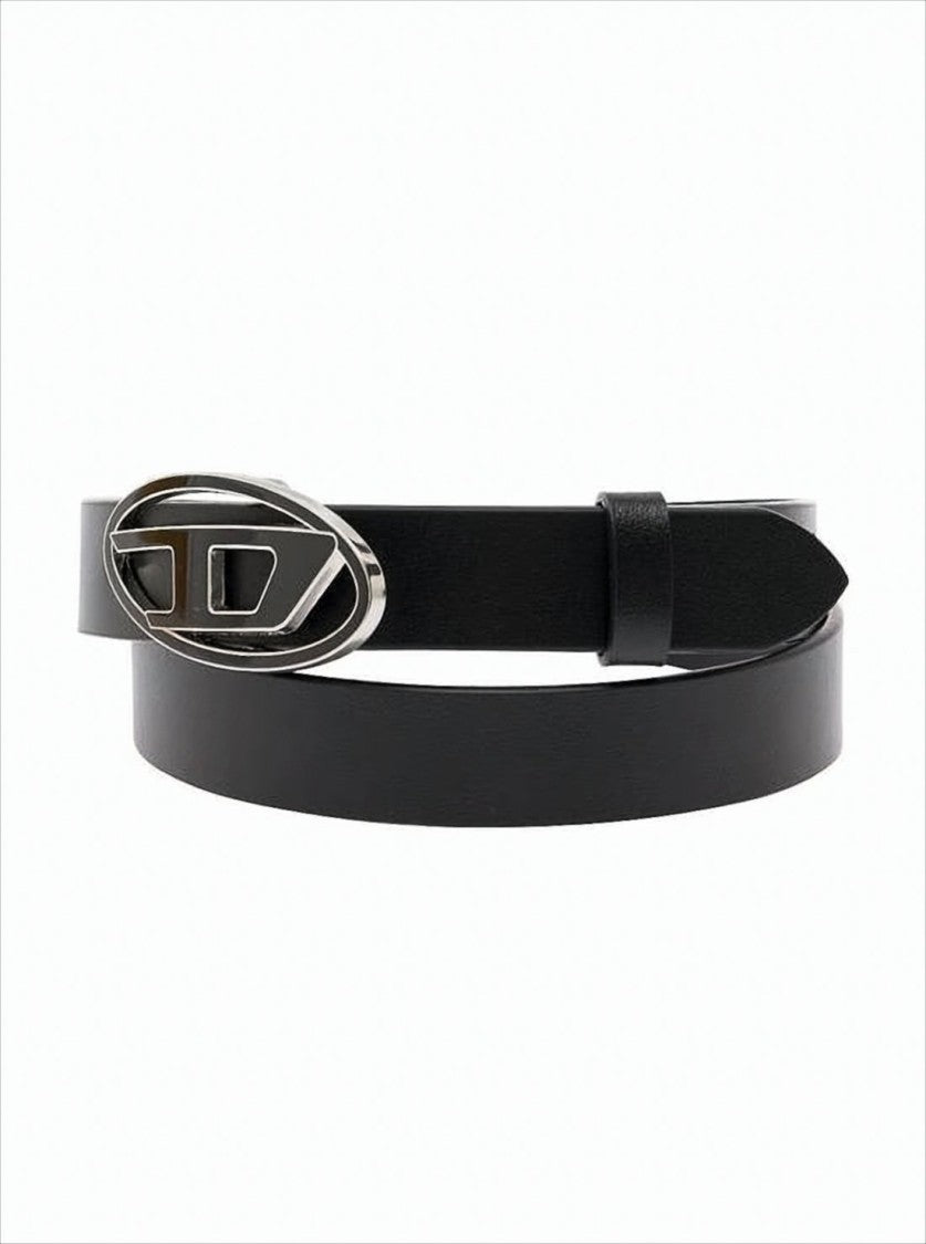 Diesel Polished Oval Buckle Leather Belt