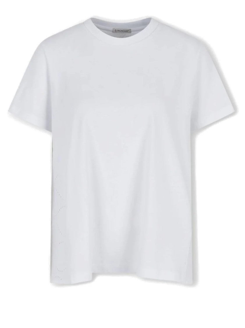 Moncler White Perforated Back Cotton T-Shirt