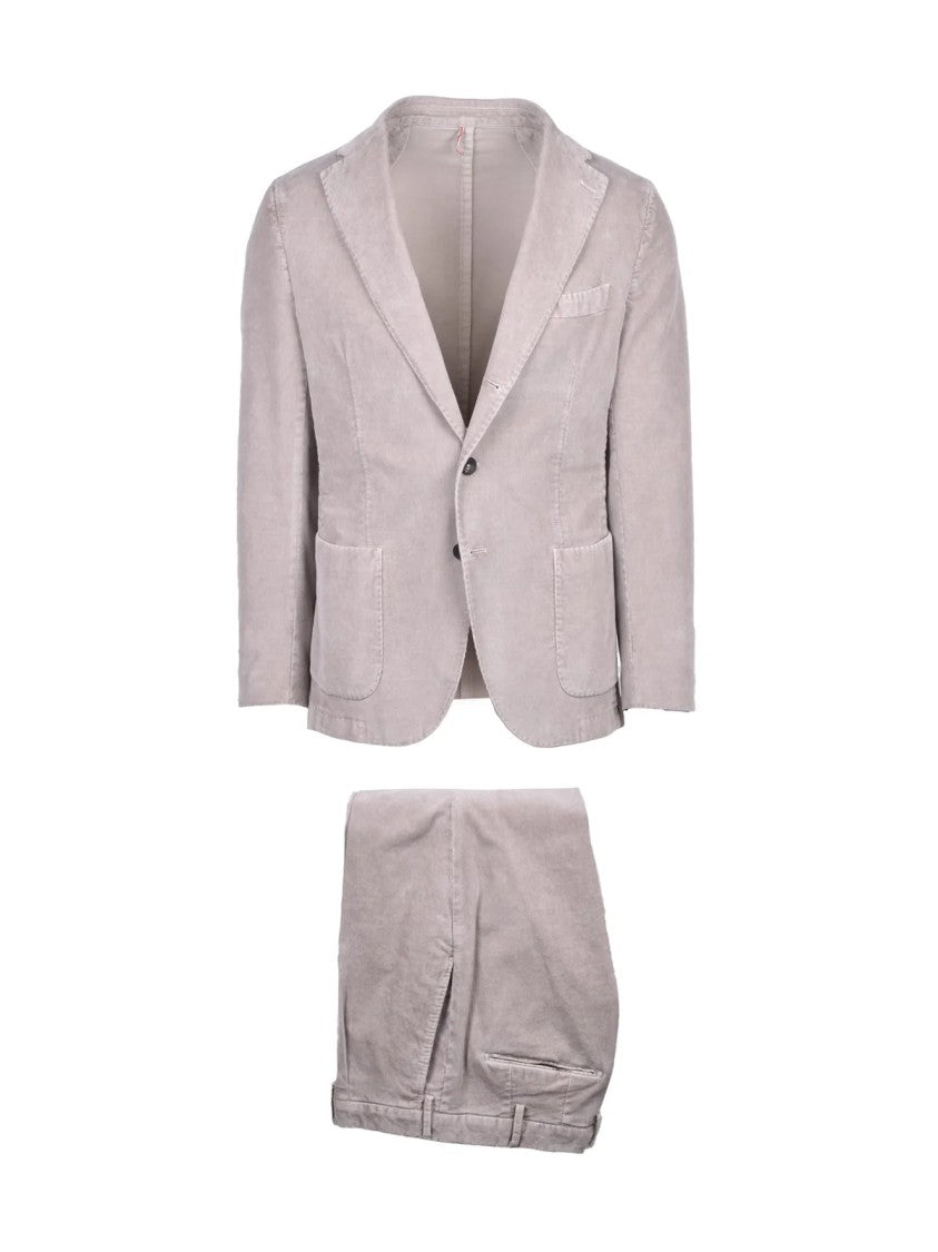 Santaniello To Magenta Beige Velvet Cotton Elastane Suit