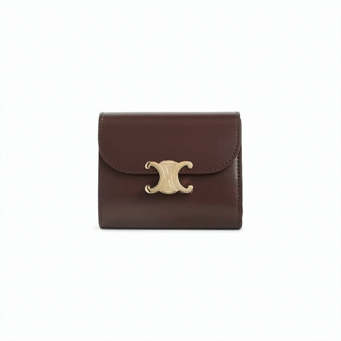 Celine Compact Calf Leather Accessory With Gold-Tone Emblem