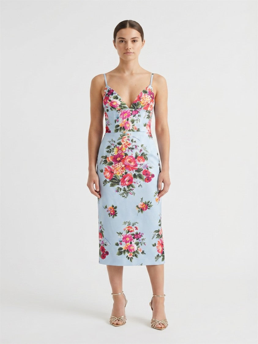 Dolce & Gabbana Celeste Floral Printed Viscose-Blend Midi Dress