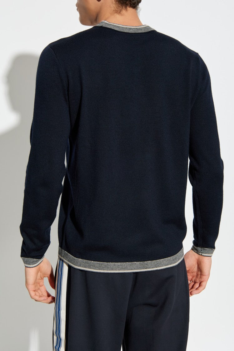 Emporio Armani Navy Blue Virgin Wool Sweater