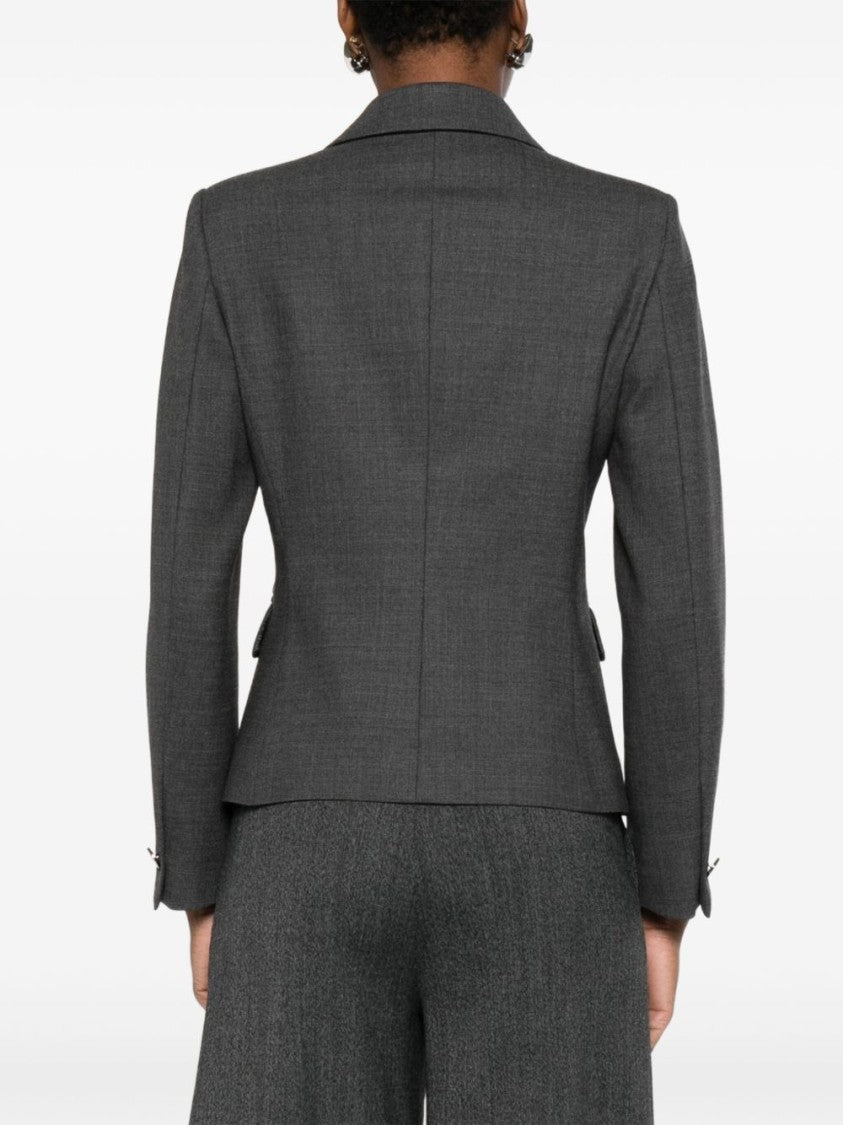 Tagliatore Tailored Gray Jacket With Notched Collar
