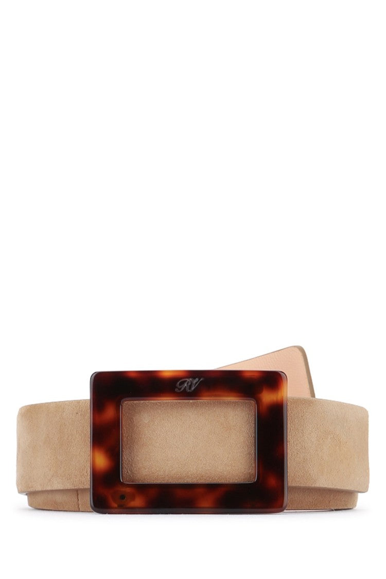 Roger Vivier Suede Belt With Tortoiseshell Buckle