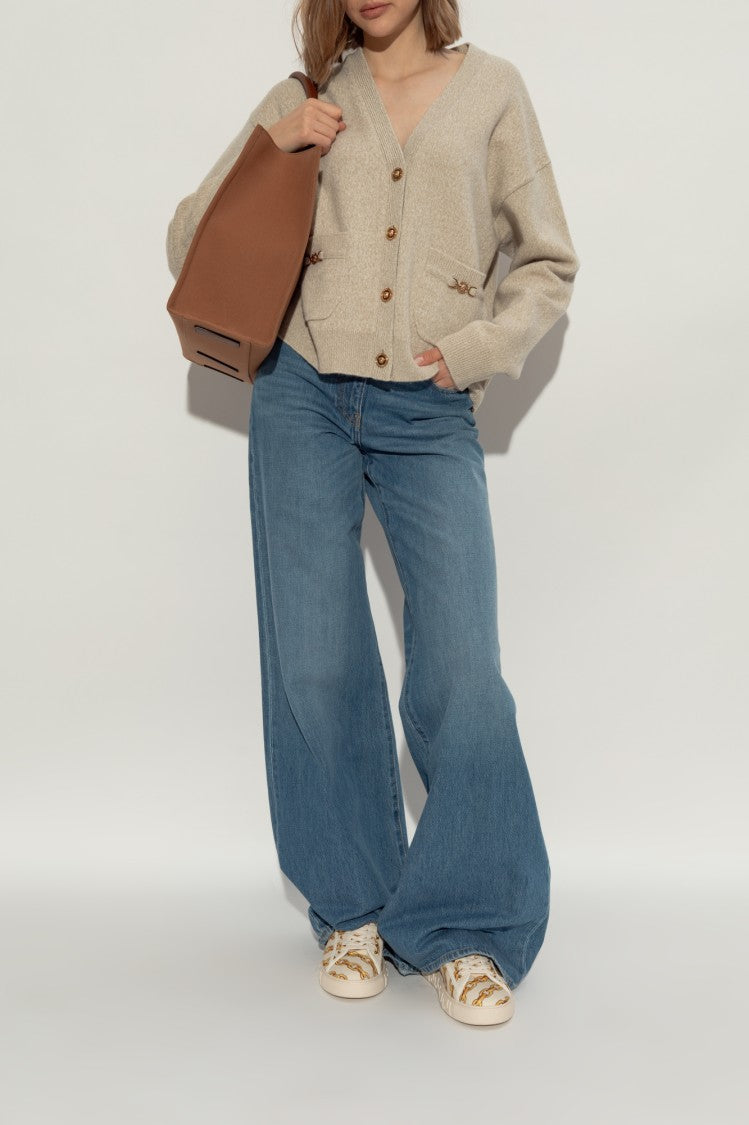 Versace Cream-Beige Printed Sneakers