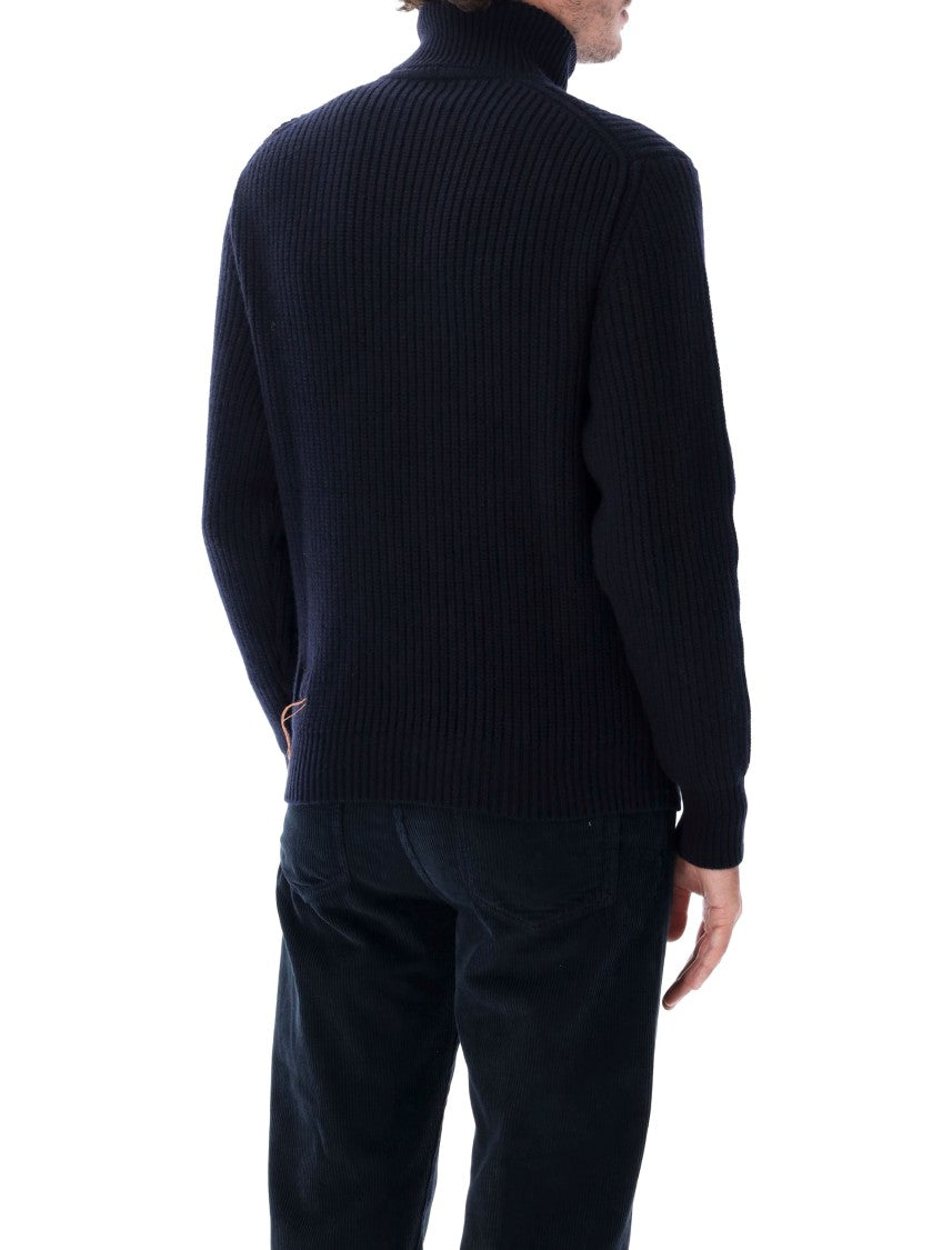 Fortela Leona Merino Wool Cashmere Blend English Ribbed Turtleneck