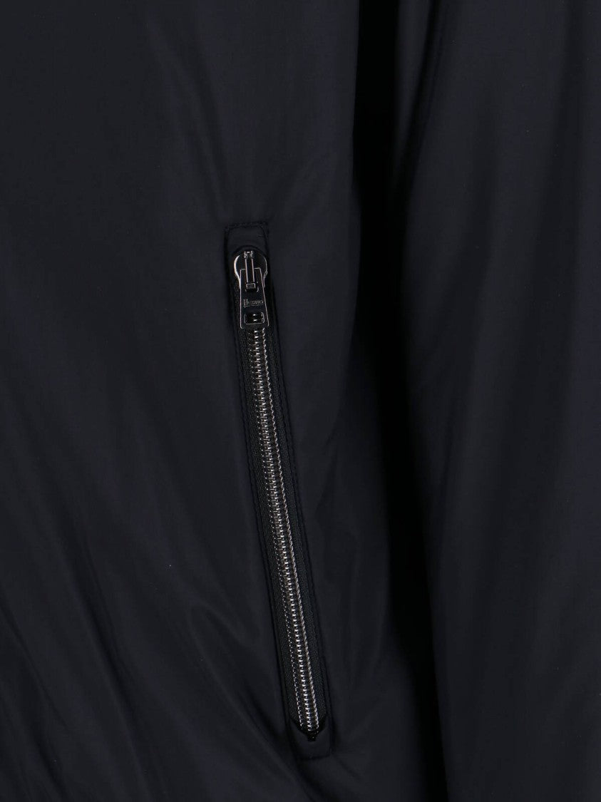 Herno Sleek Black Minimalist Jacket With High Collar