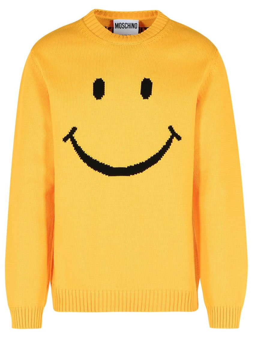 Moschino Smile Yellow Cotton Blend Sweater